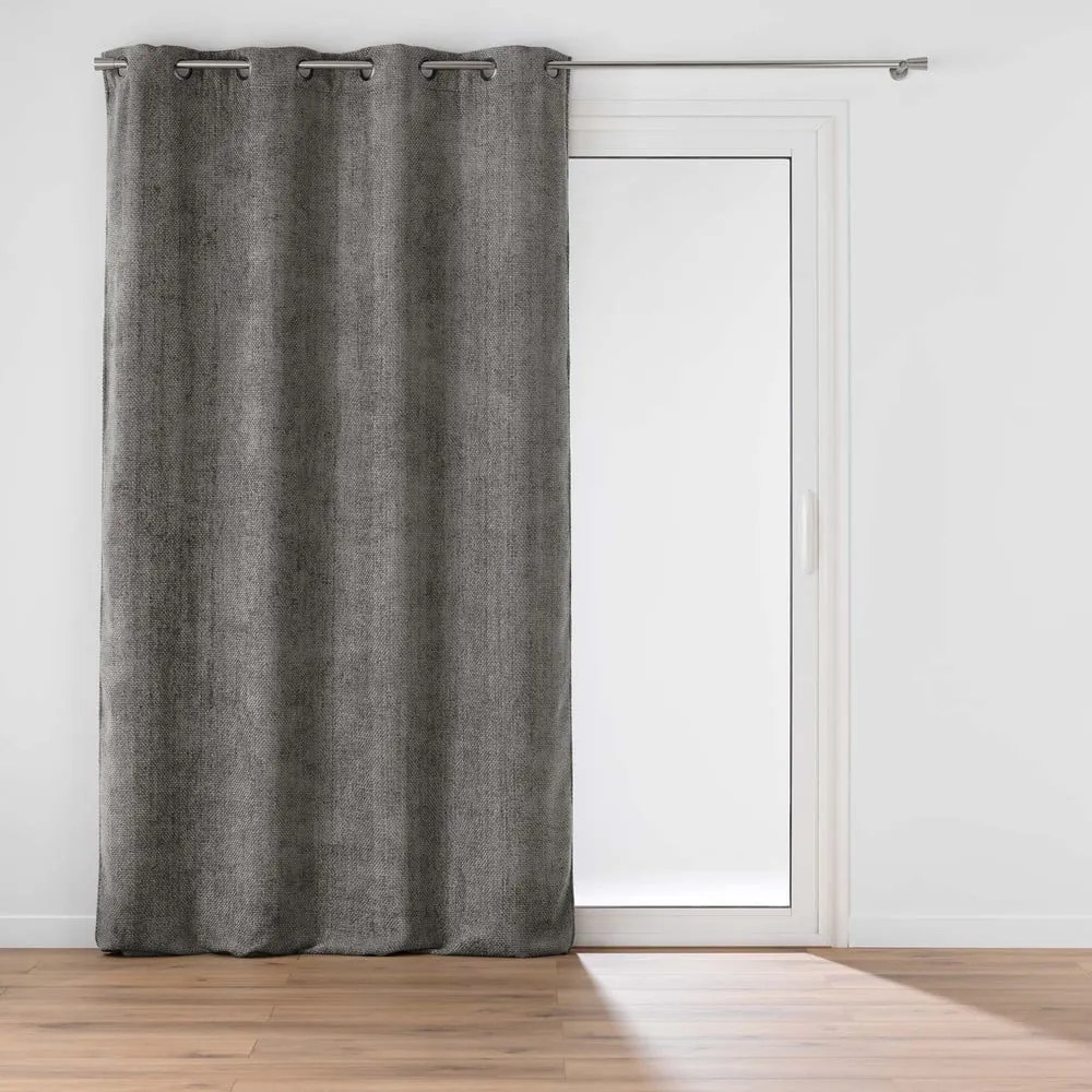 Antracytowa zasłona z szenilu 140x260 cm Leo – douceur d'intérieur