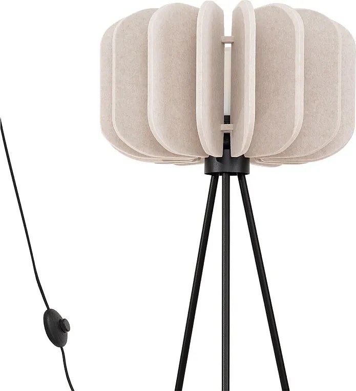 Lampa podłogowa nowoczesny Mula, filc/stal - 1 źródło - L.45 x H.134 cm - beżowy/czarny
