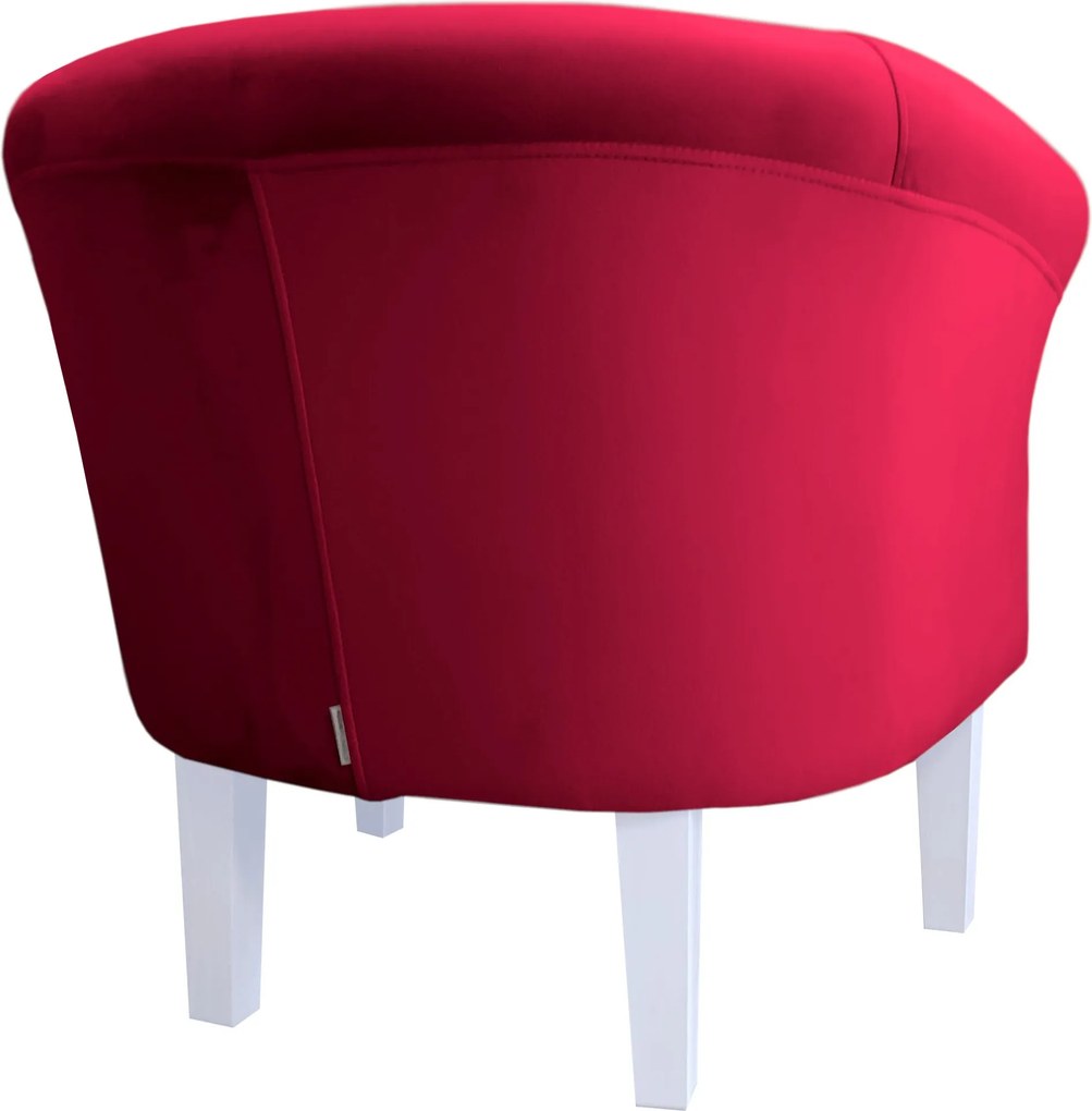 Fotel Milo tkanina Welur wygodny fotel tapicerowany do salonu i sypialni : Kolor nogi - Biała, Kolor tkaniny - VELVET - MG31, Wysokość nogi - 20 cm