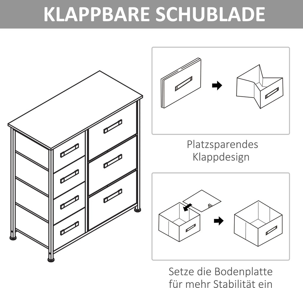HOMCOM Komoda Sideboard 7 Szuflad Nowoczesny Design Jasnoszary Praktyczna i Stylowa 635x30x71cm | Aosom PL