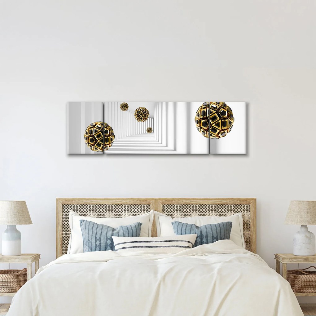 Abstrakcyjny obraz piłek do piłki nożnej (170x50 cm)
