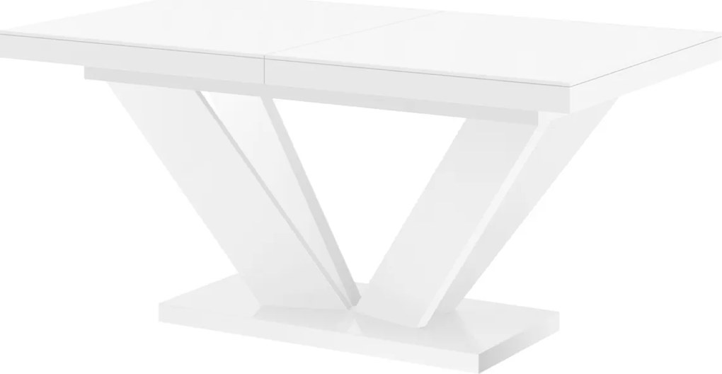 Biały stół z rozkładanym blatem w wysokim połysku Viva 2