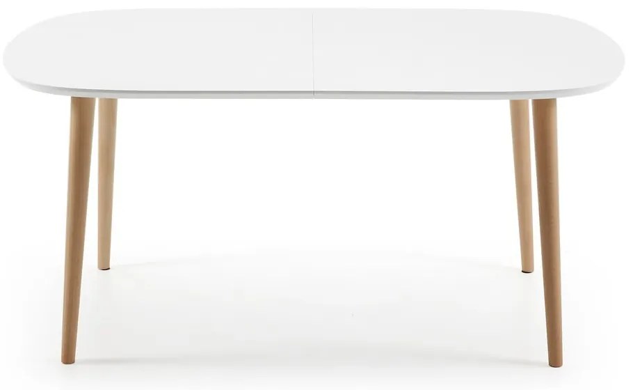 Biały rozkładany stół z białym blatem 100x160 cm Oqui – Kave Home