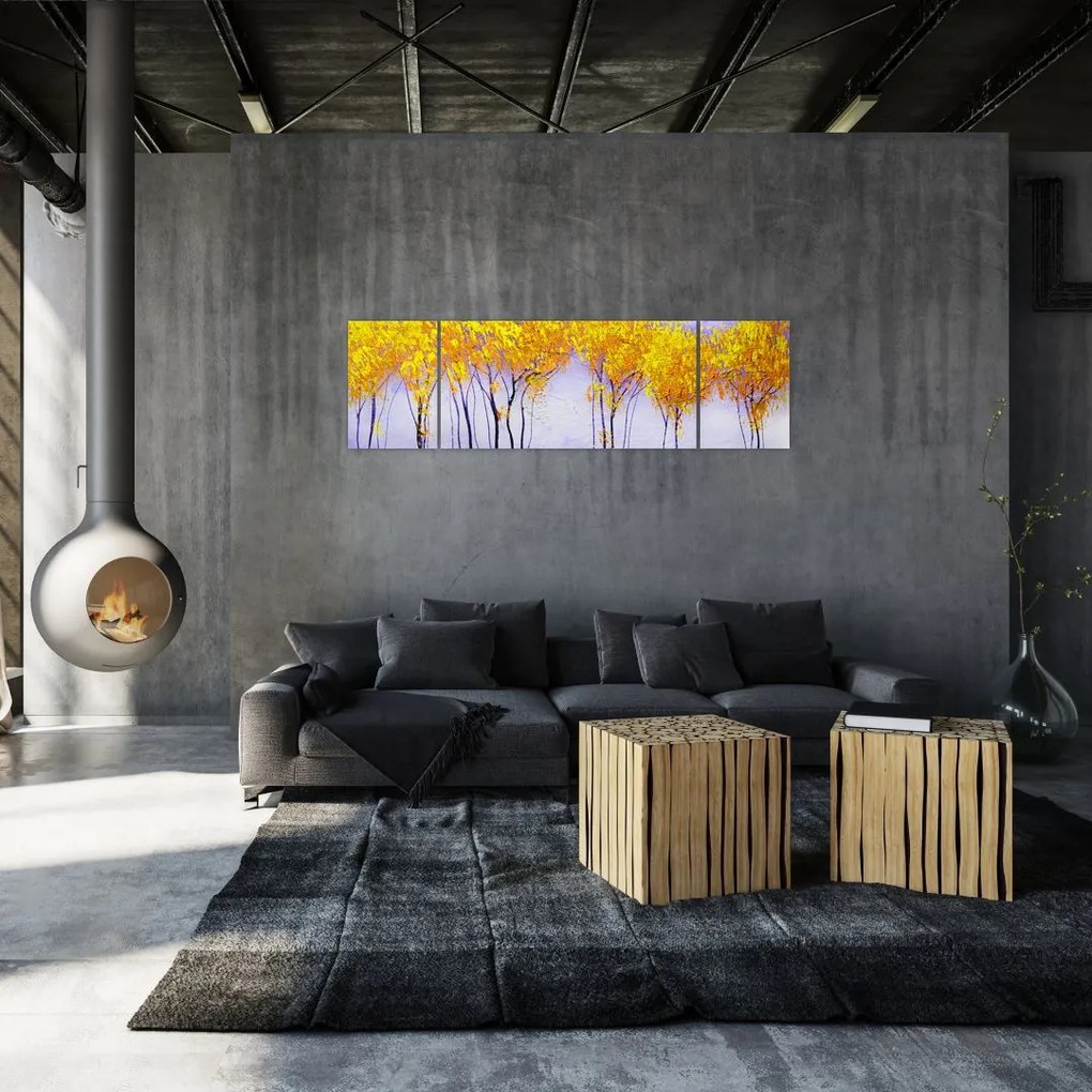 Obraz żółtych drzew (170x50 cm)