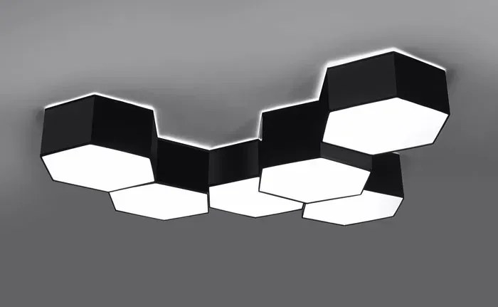 Czarny nowoczesny plafon heksagon 13,5 cm - S748-Almos