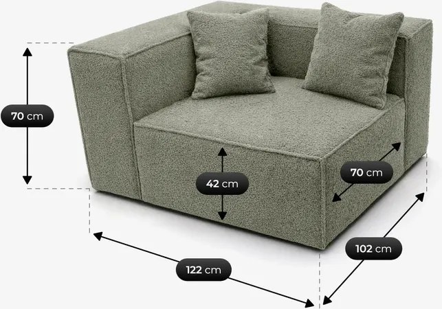 Narożnik Modułowy CERIO Szary Boucle Nowoczesny