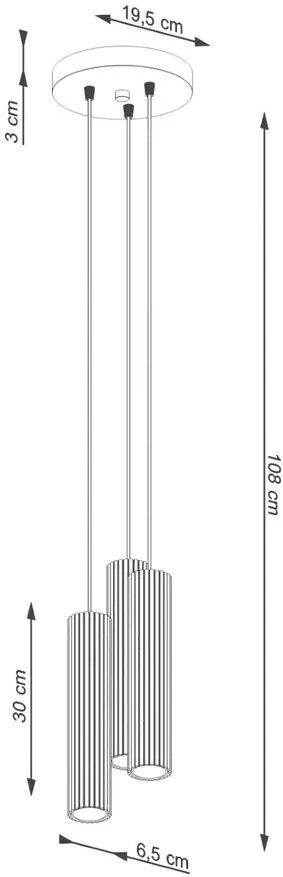 Loftowa wisząca lampa w kolorze ochra - 3X D299 M4-D30