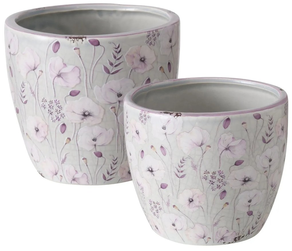 Doniczki ceramiczne z malowanymi kwiatami, SARAH