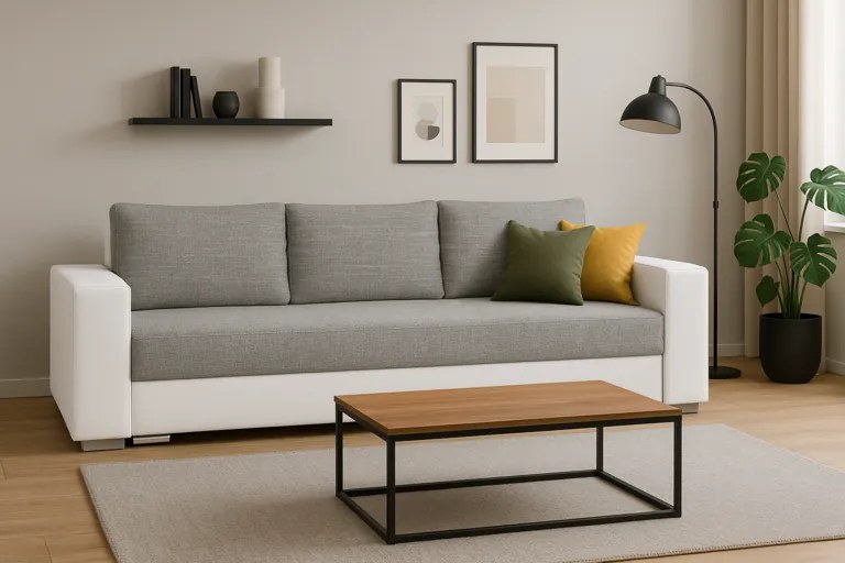 Modna sofa z funkcją spania i pojemnikiem - KAMILA