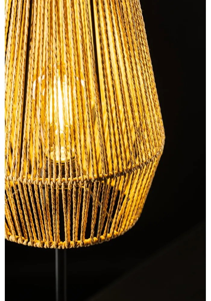 Czarna lampa stołowa z kloszem z plecionki trzcinowej (wysokość 55 cm) Eranko – GTV