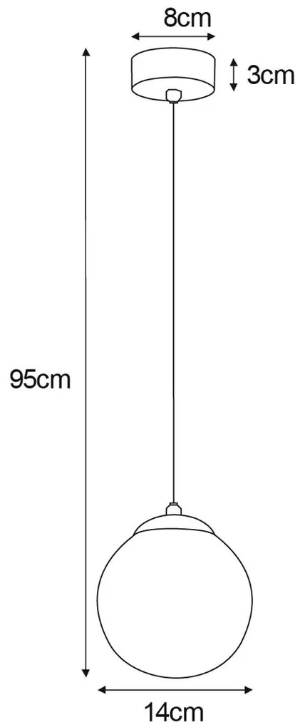 Bursztynowa lampa wisząca szklana kula - A216 C5-K07