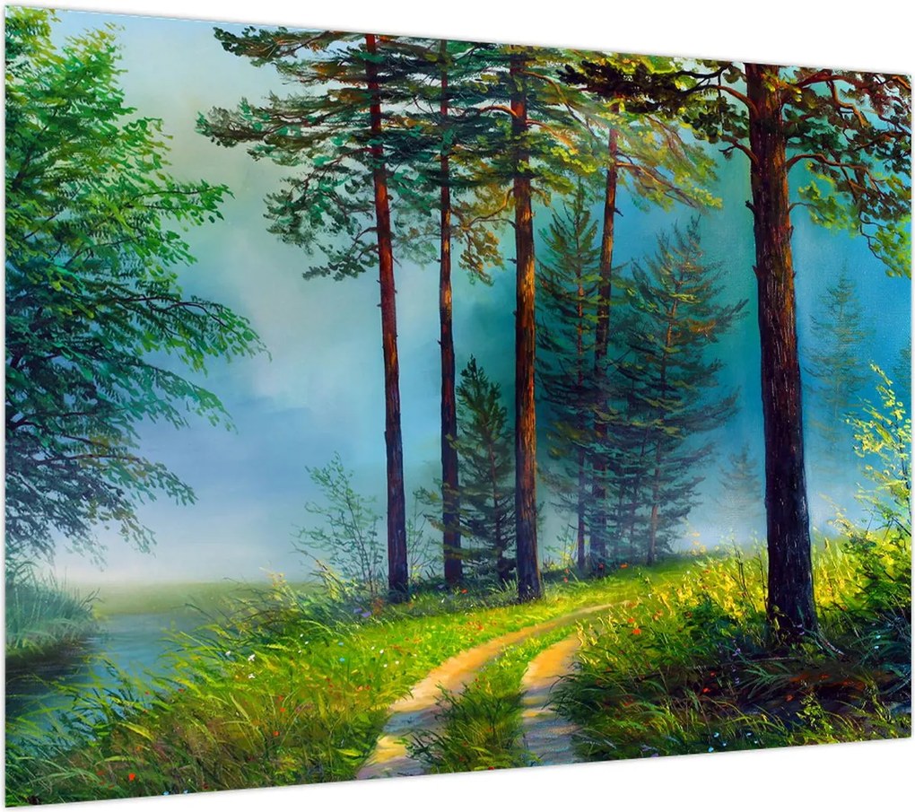 Obraz na szkle - Obraz olejny przedstawiający krajobraz (70x50 cm)