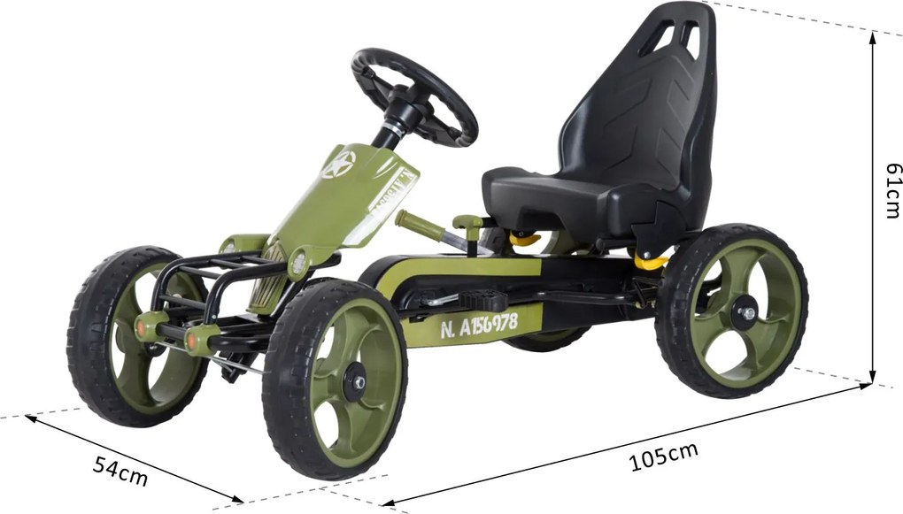 HOMCOM Gokart na pedały dla dzieci z hamulcem ręcznym zielony idealny do zabawy na podwórku | Aosom PL