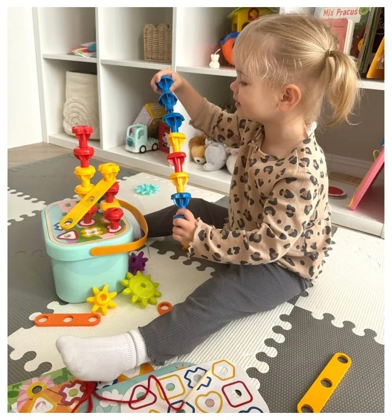 Woopie green konstrukcyjny box motoryczny montessori 12w1 fsc