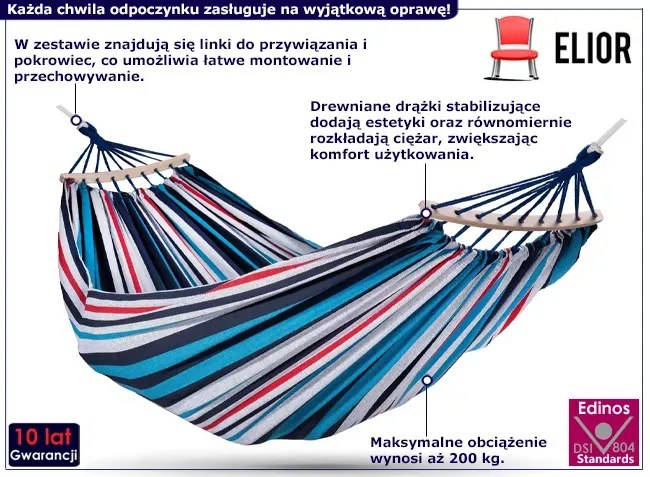 Kolorowy hamak ogrodowy - Pikos 3X