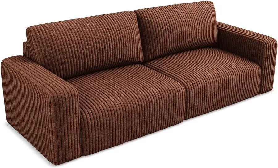 Sztruksowa rozkładana sofa ze schowkiem w kolorze terakoty 252 cm Kona – Makamii