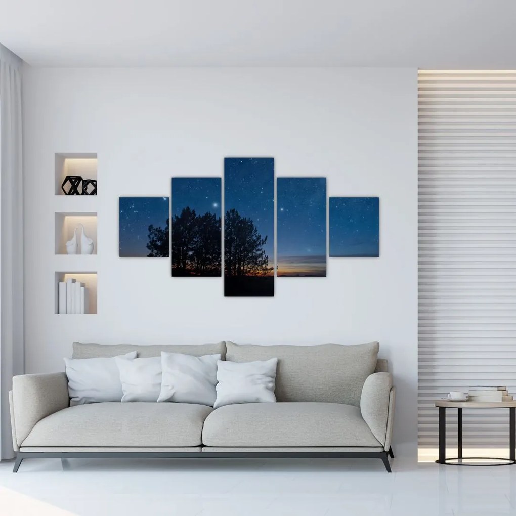 Obraz drzew w nocy (125x70 cm)