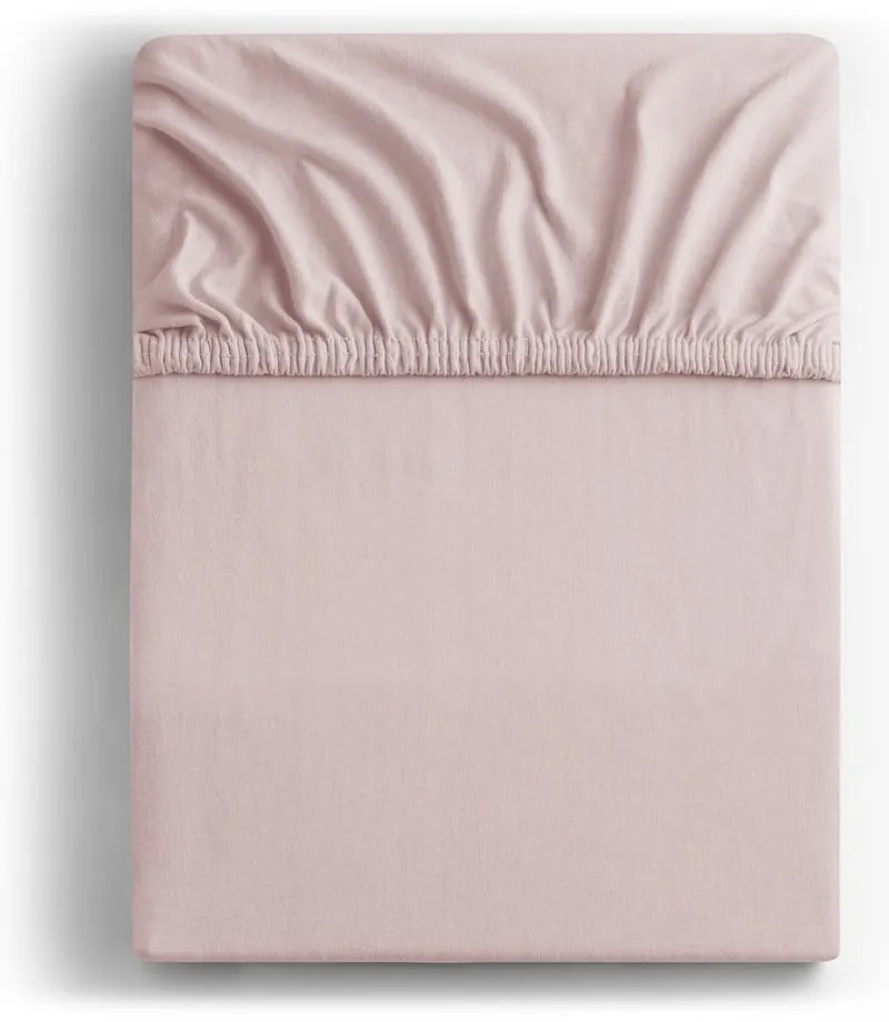 Jasnoróżowe dżersejowe prześcieradło z gumką 140x200 cm Amber – Restilo
