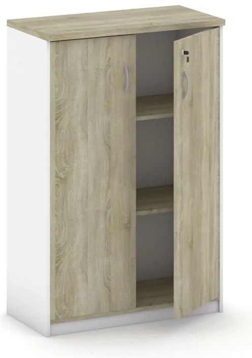 Szafa biurowa MIRELLI, 800 x 400 x 1200 mm, biały/dąb sonoma