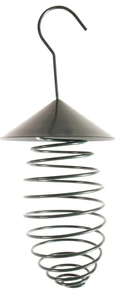 Ciemnozielony metalowy karmnik z daszkiem Esschert Design, ⌀ 10,8 cm
