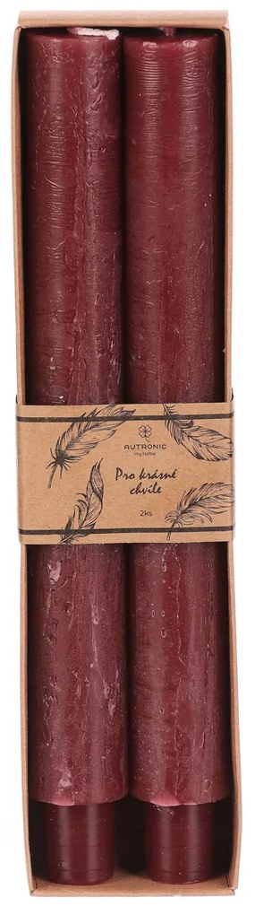Zestaw świec stożkowych, czerwone, 2 szt.,parafinowe