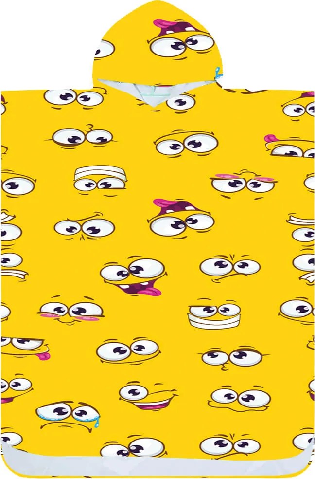 Ponczo plażowe SMILE żółte 80x145 cm