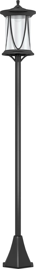 Outsunny Solarna Lampa Zewnętrzna LED, Automatyka, Odporna na Warunki Atmosferyczne, 6h Światła, 17Dł x 17S x 127W cm, Czarna