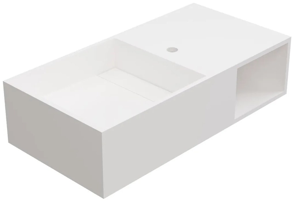 Umywalka wisząca z litą powierzchnią z wnęką – Biała – Szer. 80 x Głęb. 40 x Wys. 20 cm – GOYOKO