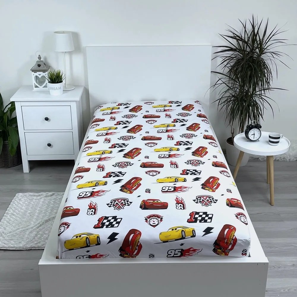 Bawełniane prześcieradło dziecięce z gumką 90x200 cm Cars "McQueen" – Jerry Fabrics