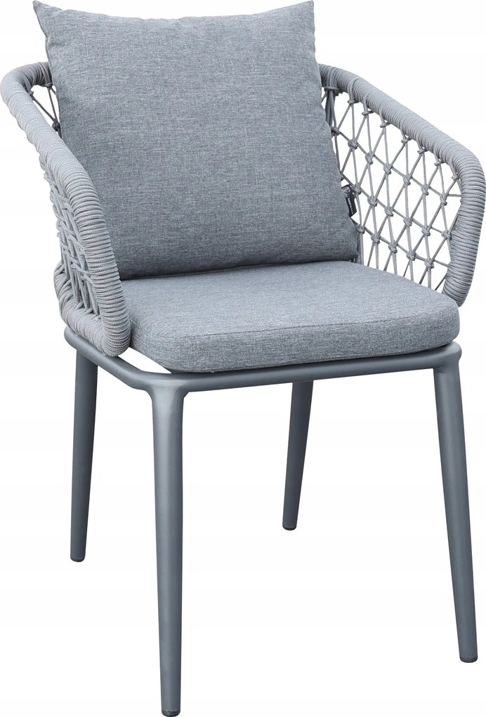 Krzesło ogrodowe aluminiowe antracyt taras sznurowane lekka rama 58x66x79cm