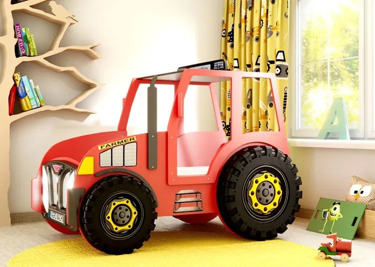 Czerwone łóżko dziecięce traktor A2-N99