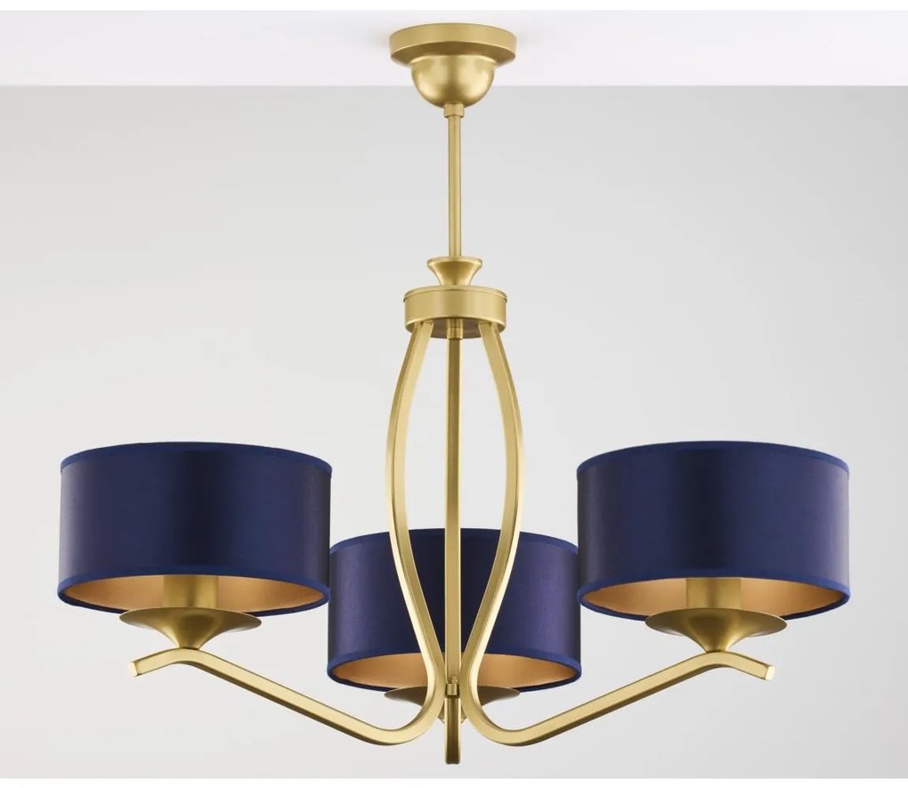 Jupiter 2113 - Żyrandol na drążku KASZMIR 3xE27/15W/230V niebieski/złoty