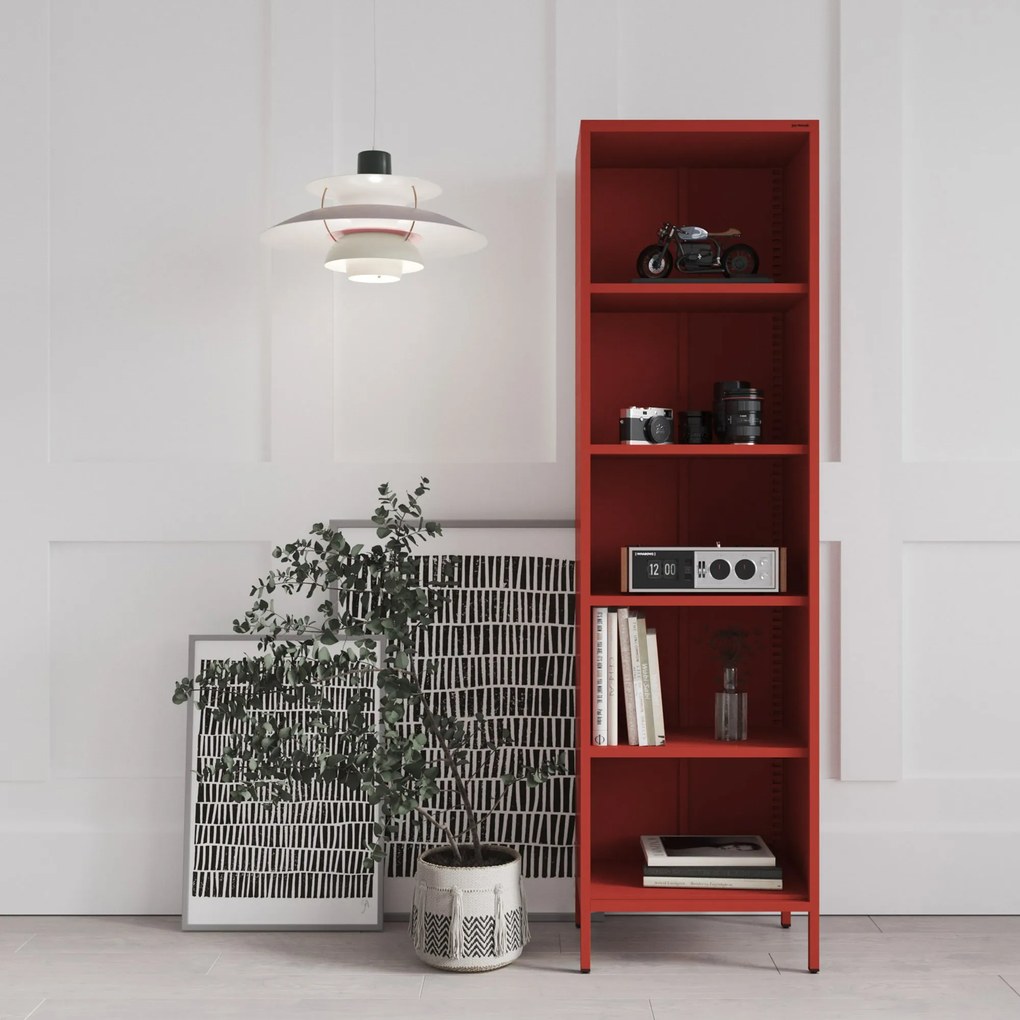 Regał na książki MARIO, 500 x 1800 x 350 mm, Modern: czerwony
