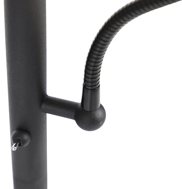 Klasyczna lampa stojąca czarna ze złotem i lampką do czytania - Retro