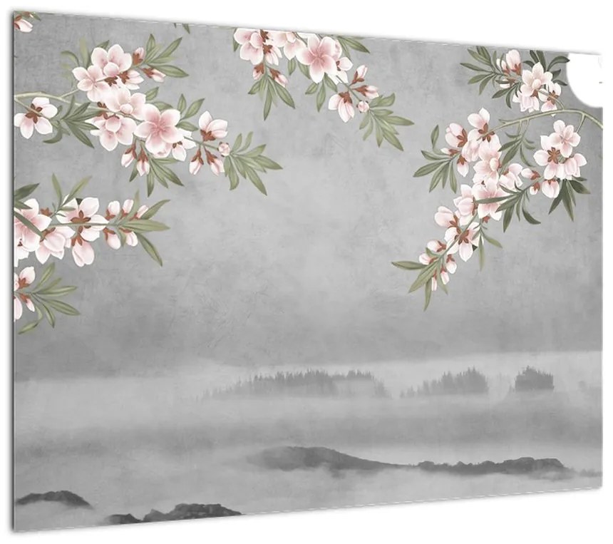 Obraz na szkle - Księżyc nad krajobrazem (70x50 cm)