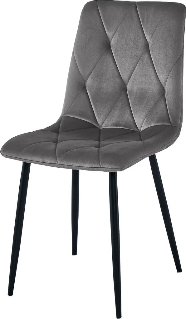 Ciemnoszare krzesło do kuchni LIBRA aksamitne z czarnymi nogami