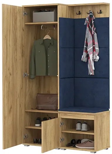 Zestaw mebli do przedpokoju dąb craft + granat T4-N53