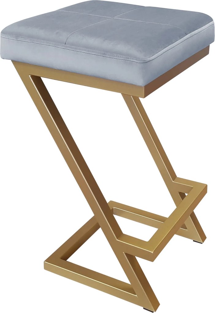 Hoker ZETA krzesło barowe tkanina Welur podstawa metalowa LOFT : Kolor Stelaża - Złoty, Kolor tkaniny - VELVET - BL06