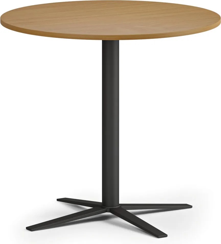 Stolik kawowy AURA, średnica 60 cm, czarna podstawa, buk