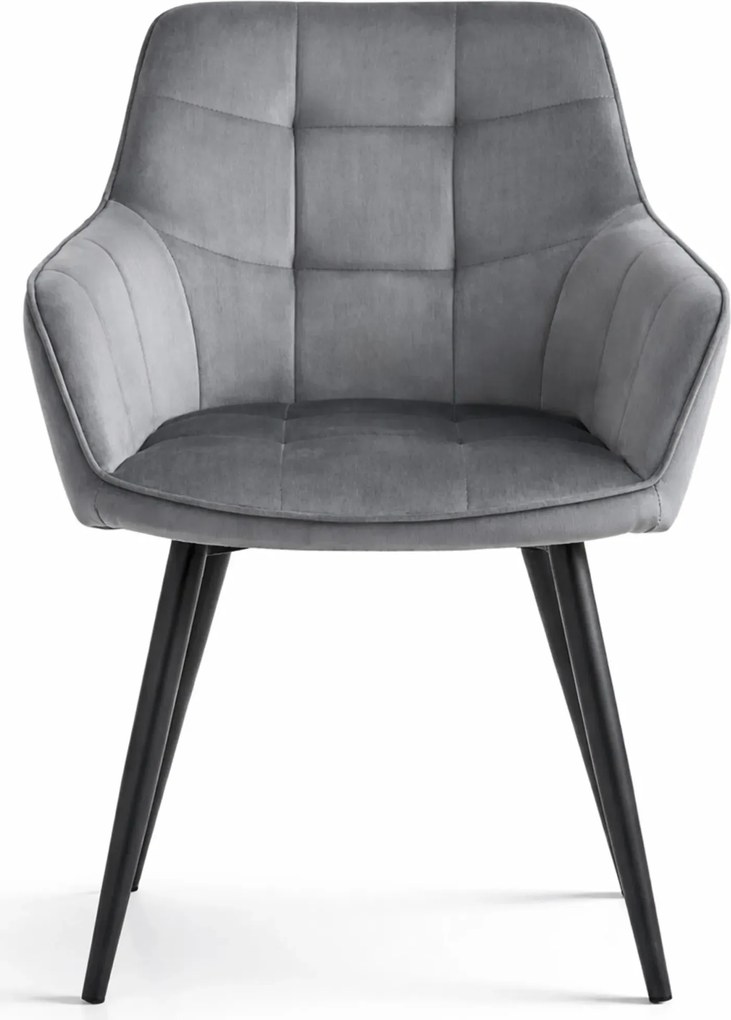 Ciemnoszare krzesło welurowe tapicerowane D6-L17