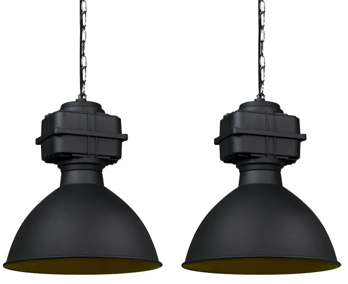 Zestaw 2 lamp wiszących w stylu industrialnym Small matowe czarne - Sicko