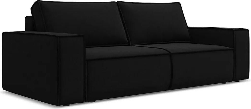 Kanapa 3-osobowa z funkcją spania - z tkaniny welwetowej - czarny - KIMO