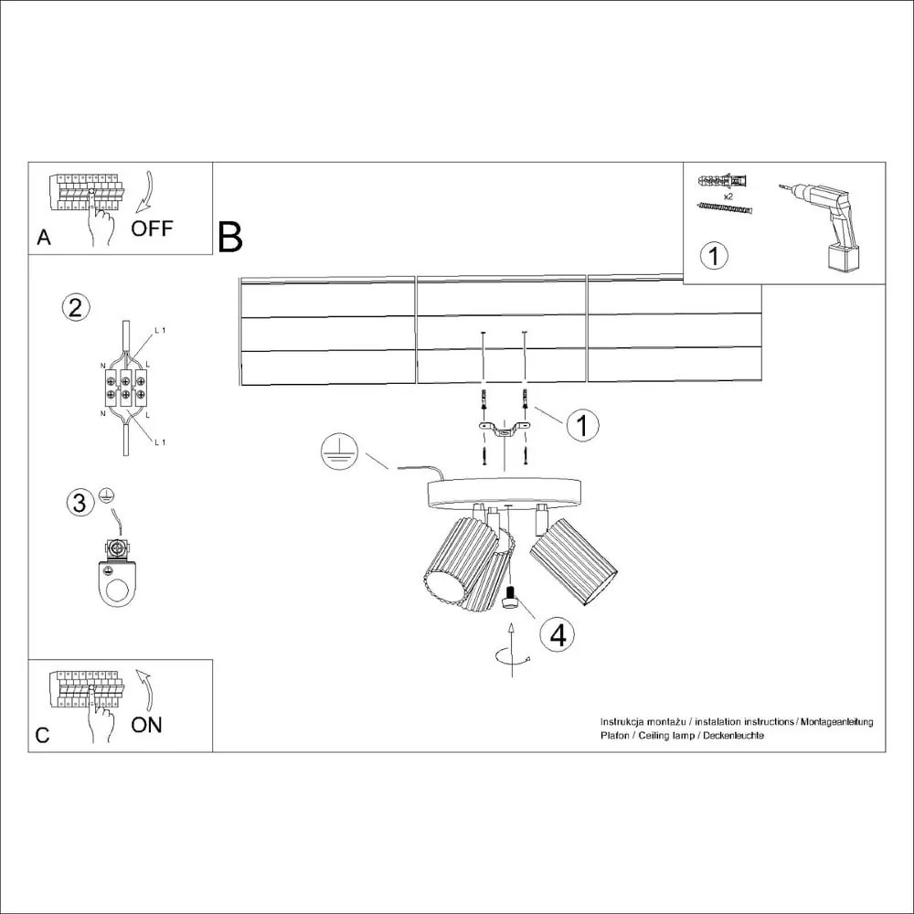 Czarna lampa sufitowa Gleam – Nice Lamps