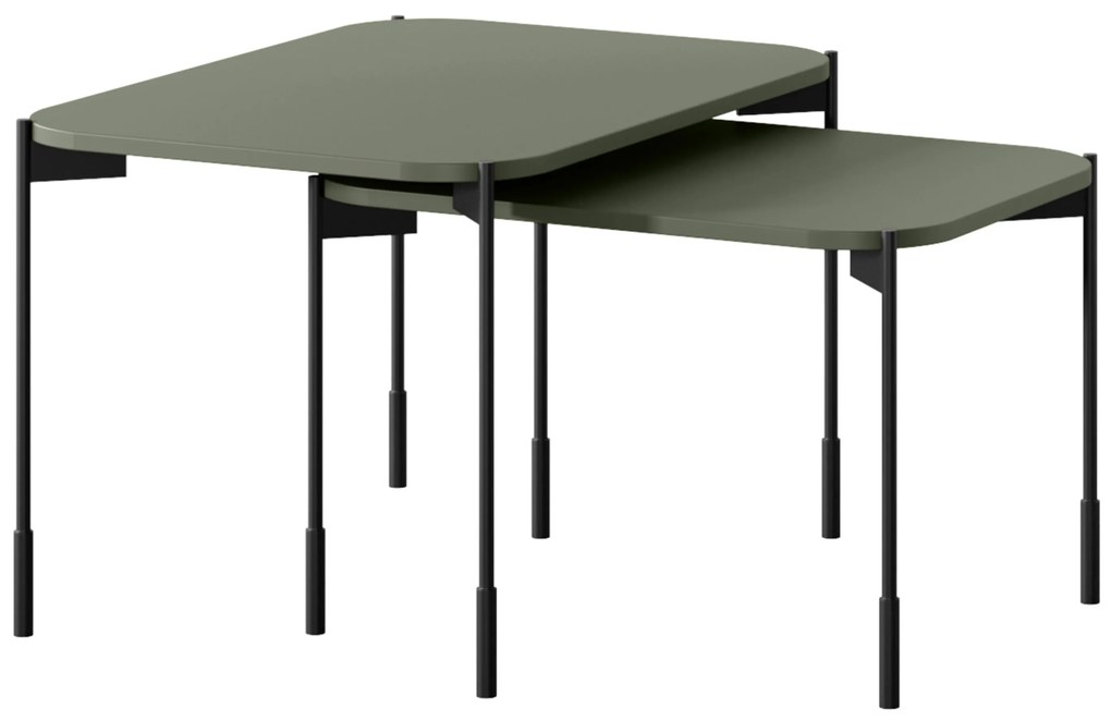 Stolik kawowy Sonatia 70 cm prostokątny na metalowych nogach - oliwka