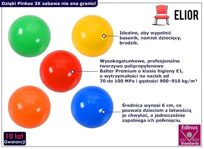 Zestaw kolorowych piłeczek do zabawy 250 szt. S0-R36