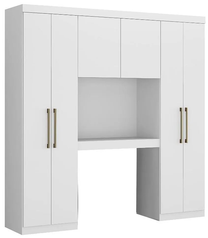 Zabudowa ANTERO – 6 par drzwi – Zawiera szafy i miejsce do przechowywania – Dł. 200 cm – Kolor biały