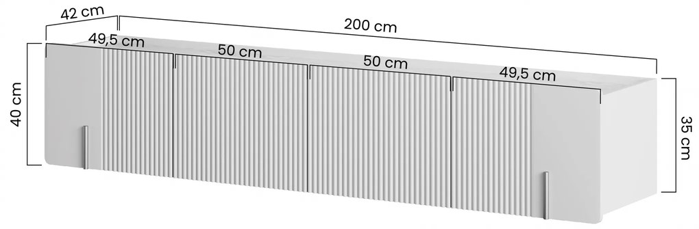 Szafka RTV Malmi 200 cm wisząca - kaszmir / crema bianca / czarny