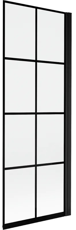 Mexen Mist parawan nawannowy 1-skrzydłowy prawy 70 x 150 cm, czarna kratka, czarny - 8A9-070-001-70-77-P