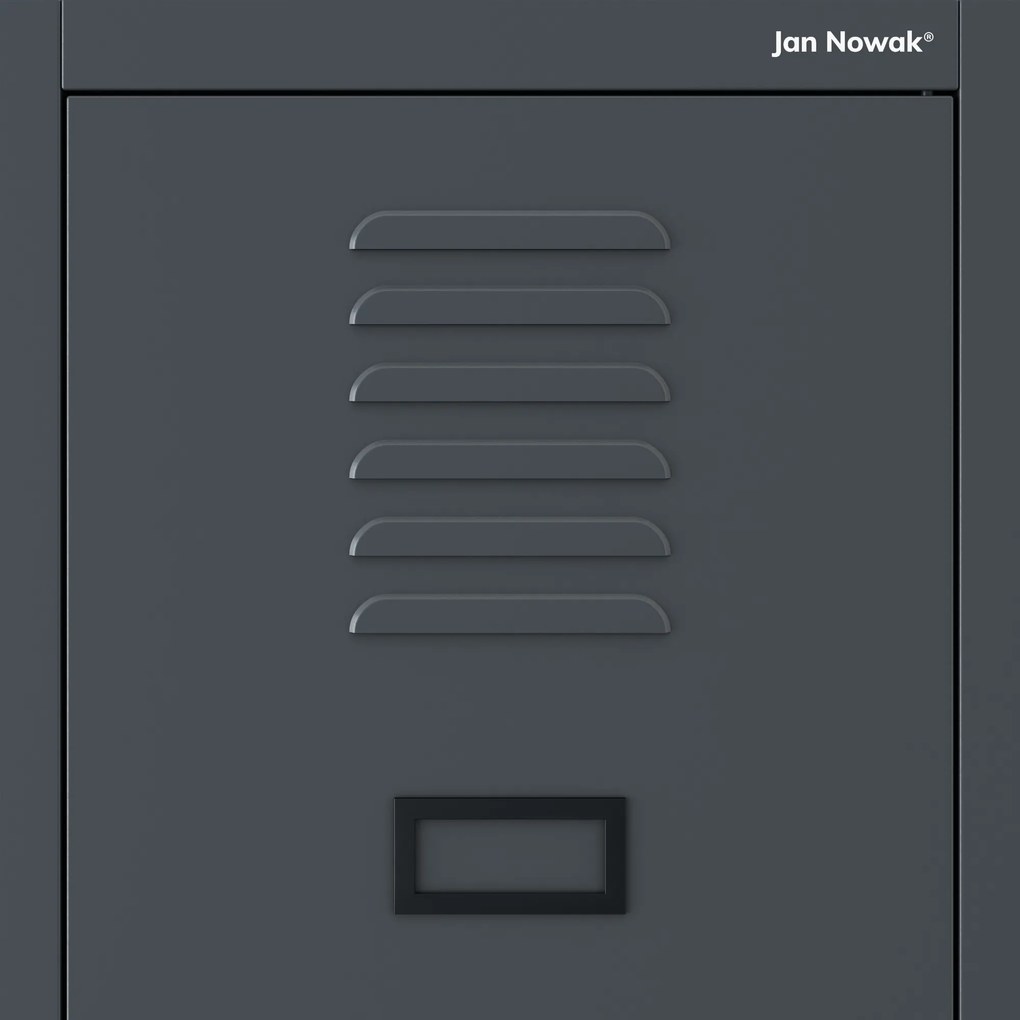 Szafa socjalna BHP ubraniowa czterokomorowa KACPER, 800 x 1800 x 500 mm, antracytowa