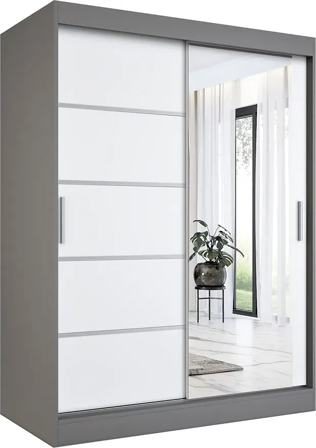 Szafa przesuwna 150 cm antracyt + biały T1-L15